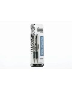 SKILCRAFT Zebra Retractable Ballpoint Pens, Fine Point, 0.7 mm, Silver Barrel, Black Ink, Pack Of 2 Pens