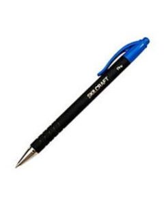 SKILCRAFT AbilityOne Rubberized Retractable Ballpoint Pens, Fine Point, Black Barrel, Blue Ink, Box Of 12 Pens