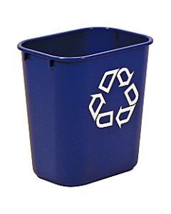 Rubbermaid Deskside "We Recycle" Container, 3 1/4 Gallons (12.3L), 12 1/8inH x 11 3/8inW x 8 1/4inD, Blue