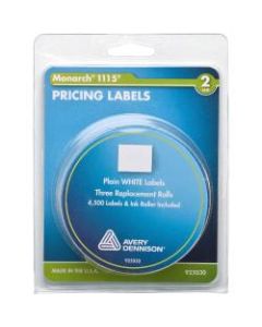 Monarch Model 1115/Alpha Pricemarker Labels - 4 7/64in Width x 3 9/64in Length - White - 3 / Roll - 3 / Pack