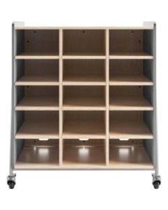 Safco Whiffle Triple-Column 15-Shelf Rolling Storage Cart, 48inH x 43-1/4inW x 19-3/4inD, Gray