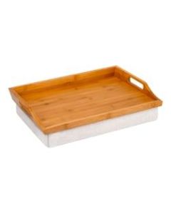 Rossie Home Lap Tray With Pillow, 4.1inH  x 17.5inW x 13.5inD, Bamboo/Natural
