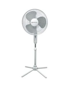 Comfort Zone CZST161BTE Pedestal Fan - 3 Blades - 16in Diameter - 3 Speed - Oscillating, Adjustable Height, Quiet Operation, Folding Base, Tilt Adjustment - 17.3in Height x 17.3in Width x 6in Depth - Plastic, Metal - White