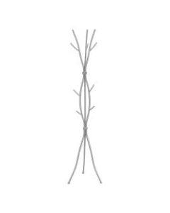 Monarch Specialties Hannah 8-Hook Hammered Metal Coat Rack, 74inH x 18-1/2inW x 18-1/2inD, Silver