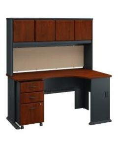 Bush Business Furniture Office Advantage Right Corner Desk With Hutch And Mobile File Cabinet, Hansen Cherry/Galaxy, Premium Installation