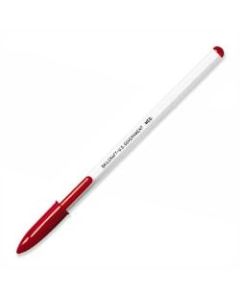 SKILCRAFT Ballpoint Pens, Medium Point, White Barrel, Red Ink, Pack Of 12