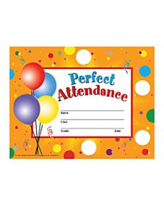 Hayes Publishing Stick-To-It Perfect Attendance Certificates And Reward Seals, 8 1/2in x 11in, Multicolor, Pack Of 30 Certificates And 160 Reward Seals