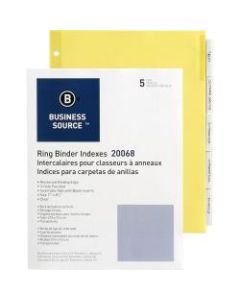 Business Source Buff Stock Ring Binder Indexes - 5 x Divider(s) - Blank Tab(s) - 5 Tab(s)/Set2in Tab Width - 8.5in Divider Width x 11in Divider Length - Letter - 3 Hole Punched - Buff Buff Paper Divider - Clear Tab(s) - 250 / Box