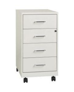 Lorell 26-1/2inD Vertical 4-Drawer Mobile File Cabinet, Metal, White