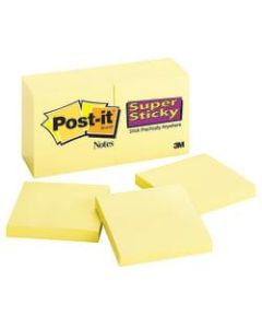 Post-it Notes Super Sticky Notes, 3in x 3in, Canary Yellow, Pack Of 10 Pads
