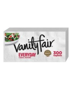 Vanity Fair Everyday Napkins, 2 Ply, 13in x 12-3/4in, White, 300 Per Pack, Case Of 8 Packs