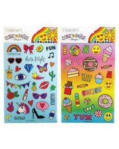 Inkology Sticker Sheets, Assorted Designs, 2 Sticker Sheets Per Pack, Case Of 12 Packs
