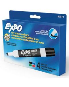 EXPO Low-Odor Dry-Erase Markers, Chisel Point, Assorted Colors, Pack Of 4