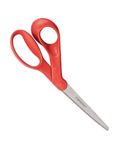 Fiskars Bent Left-Hand Scissors, 8in, Pointed , Orange/Red