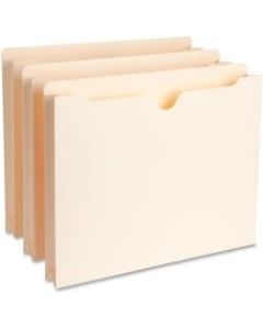 Business Source Full Height Sides Manila File Pockets, 8 1/2in x 11in, 1 1/2in Expansion, Straight Tab Cut, Box Of 50
