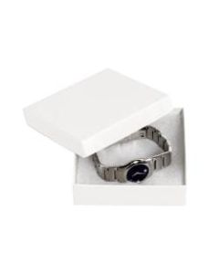 Partners Brand White Jewelry Boxes 3 1/2in x 3 1/2in x 1in, Case of 100