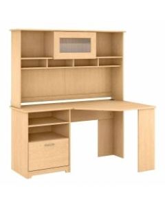 Bush Furniture Cabot 60inW Corner Desk With Hutch, Natural Maple, Standard Delivery