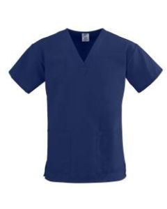 Medline ComfortEase Polyester/Cotton Ladies V-Neck 2-Pocket Scrub Top, XL, Midnight Blue