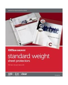 Office Depot Brand Standard Weight Sheet Protectors, 8-1/2in x 11in, Clear, Box Of 100