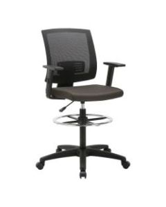 Lorell SOHO Fabric Seat Mid-Back Task Stool, Black Seat/Black Frame, Quantity: 1