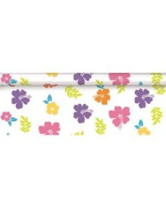 Amscan Plastic Table Cover Roll, 40in x 100ft, Summer Hibiscus