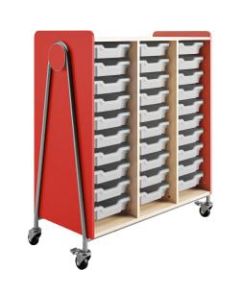 Safco Whiffle Triple-Column 30-Drawer Rolling Storage Cart, 48inH x 43-1/4inW x 19-3/4inD, Red