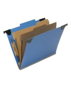 SKILCRAFT 2/5 Tab Cut Letter Recycled Hanging Folder - 1in Folder Capacity - 8 1/2in x 11in - Top Tab Position - 2 Divider(s) - Pressboard, Kraft, Fiber - Royal Blue - 60% - 10 / Box - TAA Compliant