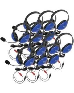 Califone 12-Pack Listening First Stereo Headsets - Red - To Go Plug - Stereo - Mini-phone (3.5mm) - Wired - 32 Ohm - 20 Hz - 20 kHz - Over-the-head - Binaural - Circumaural - 5.50 ft Cable - Electret Microphone - Blue