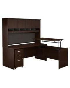 Bush Business Furniture Components 72inW 3 Position Sit to Stand L Shaped Desk with Hutch and Mobile File Cabinet, Mocha Cherry, Premium Installation