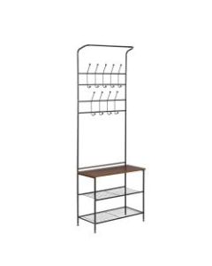 Honey-Can-Do Entryway Storage Valet, Black/Cherry