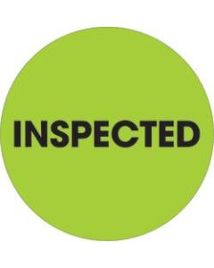 Tape Logic Preprinted Special Handling Labels, DL1262, Inspected, Round, 2in, Fluorescent Green, Roll Of 500
