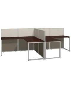 Bush Business Furniture Easy Office 60inW 2-Person L-Shaped Cubicle Desk Workstation With 45inH Panels, Mocha Cherry/Silver Gray, Premium Installation