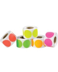 Tape Logic Inventory Fluorescent Circles Labels, DL1236, 2in, Assorted Fluorescent Colors, Case Of 5,000