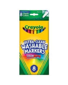 Crayola Ultra-Clean Washable Color Markers, Thin Line, Assorted Classic Colors, Box Of 8