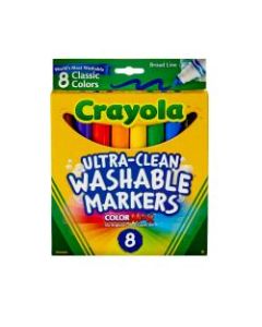 Crayola Ultra-Clean Washable Color Markers, Broad Tip, Assorted Classic Colors, Box Of 8