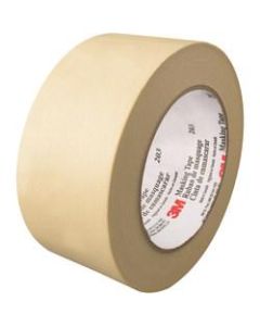 3M 203 Masking Tape, 3in Core, 2in x 180ft, Natural, Pack Of 12