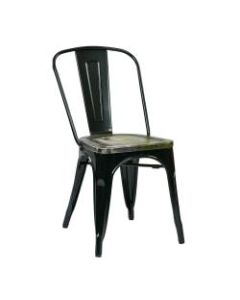Office Star Bristow Armless Chairs with Wood Seats, Ash Crazy Horse/Black, Set Of 2 Chairs