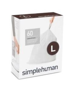 simplehuman Custom-Fit Trash Can Liners, Code L, 0.025-mil, 4.76 Gallons, 20in x 18 3/4in, White, Pack Of 240 Liners