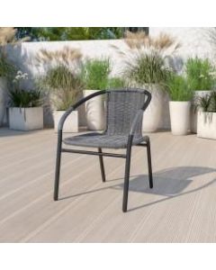 Flash Furniture Rattan Stack Chair, Gray/Black