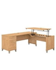 Bush Furniture Somerset 3 Position Sit to Stand L Shaped Desk, 72inW, Maple Cross, Standard Delivery