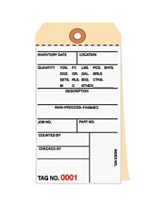 Manila Inventory Tags, 2-Part Carbonless, 0-499, Box Of 500