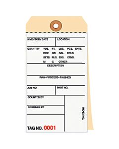 Manila Inventory Tags, 2-Part Carbonless, 1000-1499, Box Of 500