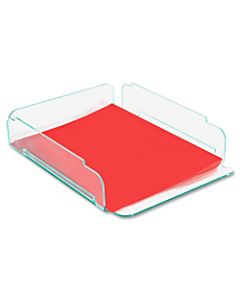 Lorell Acrylic Single Stacking Letter Tray, For * 1/2in x 11in Use, Clear/Green Edge