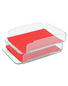 Lorell Acrylic Stacking Letter Trays, For * 1/2in x 11in Use, Clear/Green Edge, Set Of 2