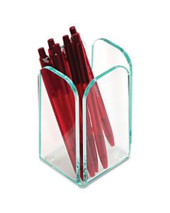Lorell Acrylic Pencil Cup, 2 1/2inD, Clear/Green Edge
