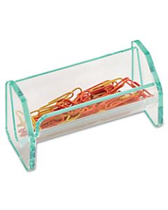 Lorell Acrylic Paper Clip Holder, 4inW x 2inD x 2 1/2inH, Clear/Green Edge