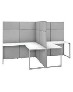 Bush Business Furniture Easy Office 60inW 2-Person L-Shaped Cubicle Desk With 66inH Panels, Pure White/Silver Gray, Standard Delivery