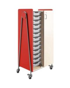 Safco Whiffle Double-Column Rolling Storage Cart With Wardrobe Bar, 60inH x 30inW x 19-3/4inD, Red
