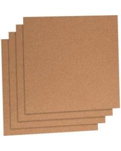Lorell Natural Cork Unframed Bulletin Board Panels, 12in x 12in, Wood Frame With Brown Finish, Set Of 4