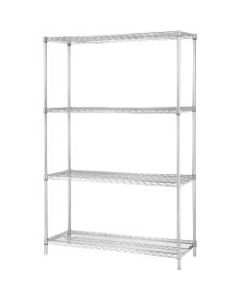 Lorell Industrial Wire Shelving Starter Unit, 48inW x 24inD, Chrome